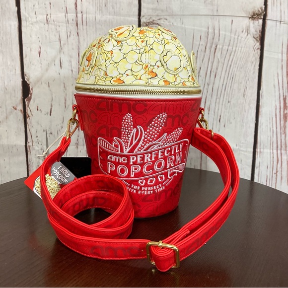 LOUNGEFLY X AMC exclusive & limited edition Red Popcorn Bucket Crossbody Bag NWT - Picture 7 of 16